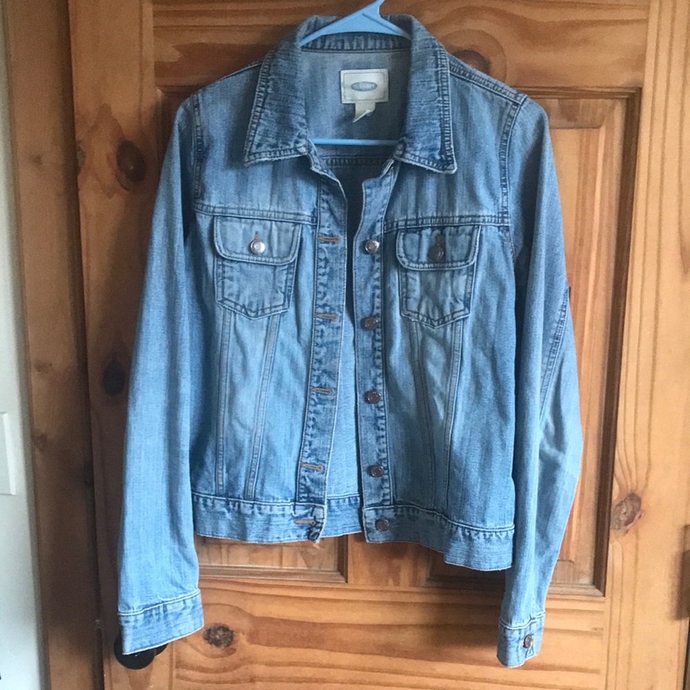 Classic Blue Denim Jean Jacket M old navy light wash frayed